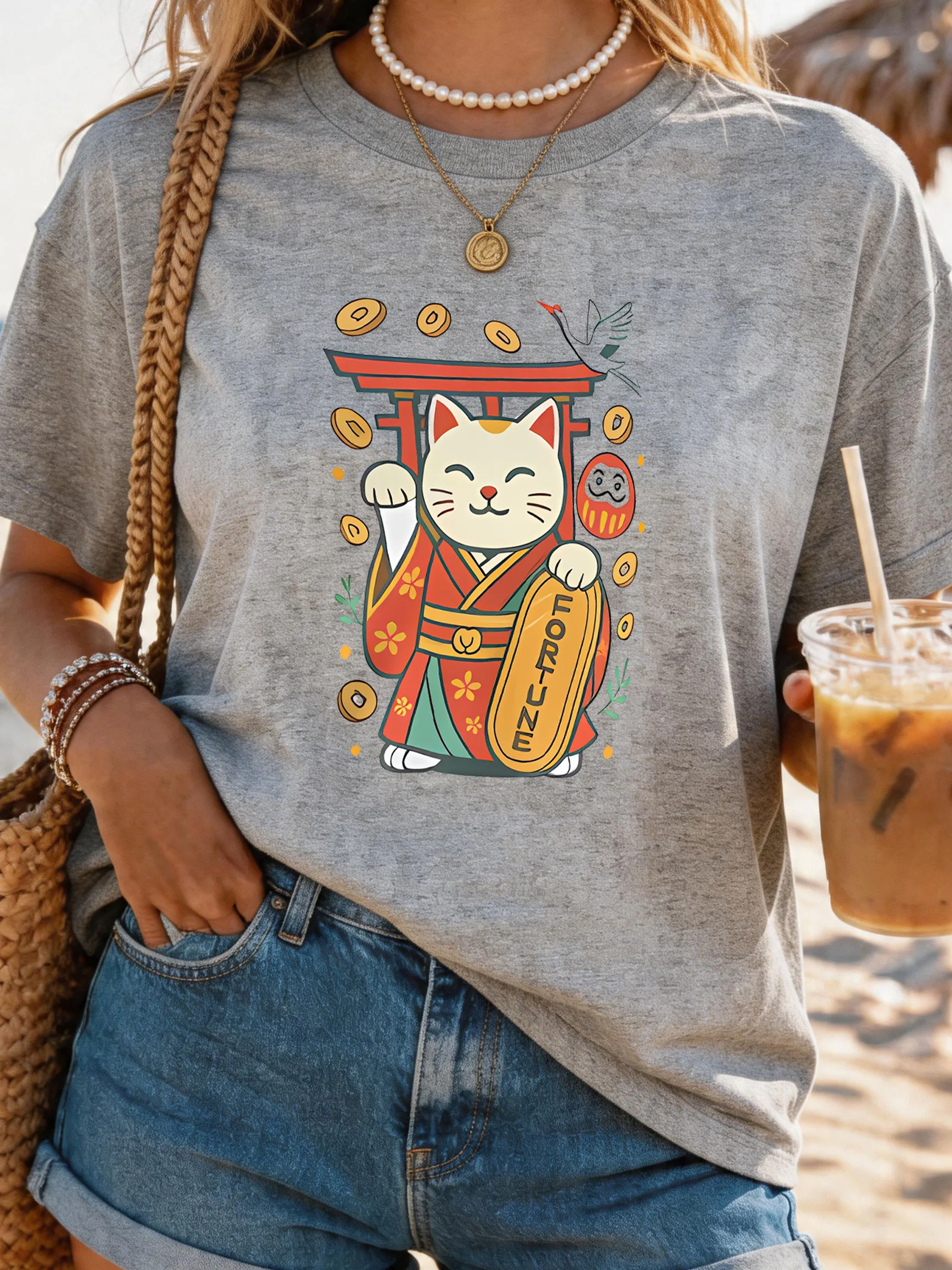 

Women's Large Size Printed round Neck Short Sleeve T-shirt 1-7XL Comfortable Casual Top in European Style