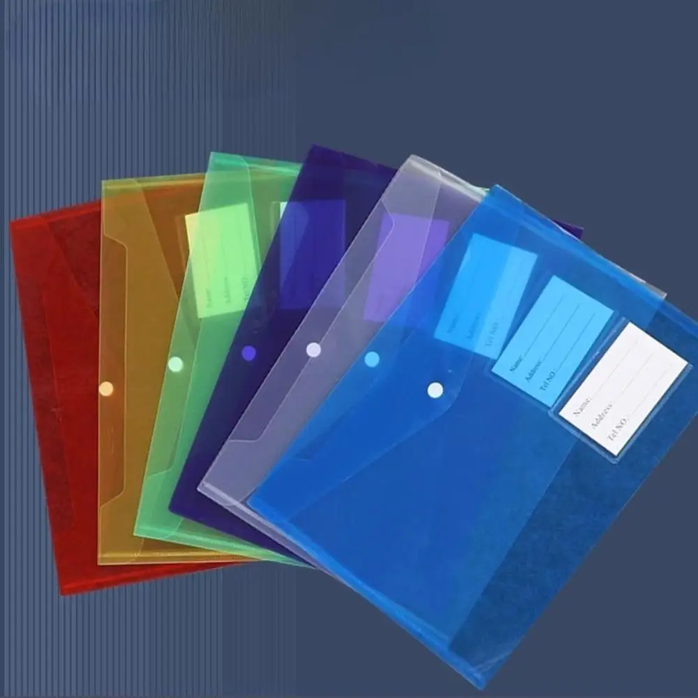 A4 Documents Bag Transparent Snap File Folder Student Stationery Test Paper Bag Plastic Thickened Waterproof Office Supplies