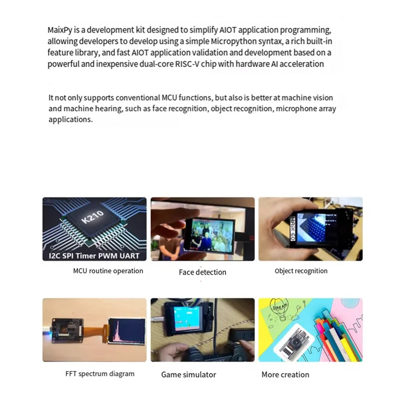 

Well Made-Maix Bit Development Board RISC-V AI+LOT K210 In-Line Breadboard With Camera And LCD Screen