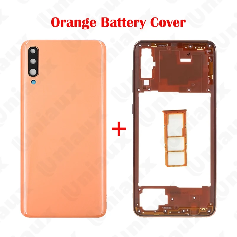 For Samsung Galaxy A70 2019 A705 SM-A705F Middle Frame Plate Bezel A70 Battery Back Cover Rear Door With Camera Lens Replace