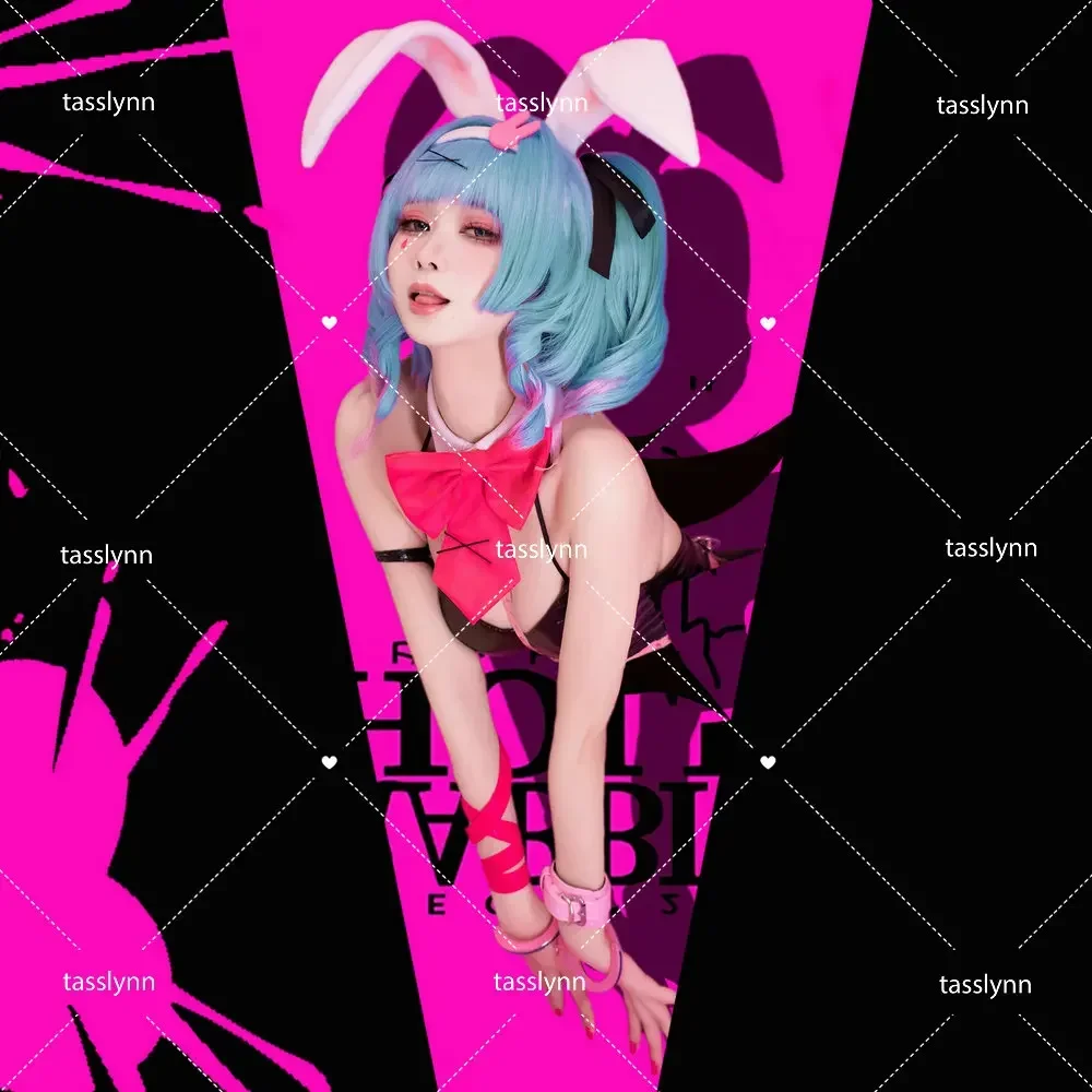 Mikuu Cosplay Pink Bunny Suit Mosaic Roll Rabbit Hole  Halloween Costumes for Women Bunny Girl Costume Anime Cosplay