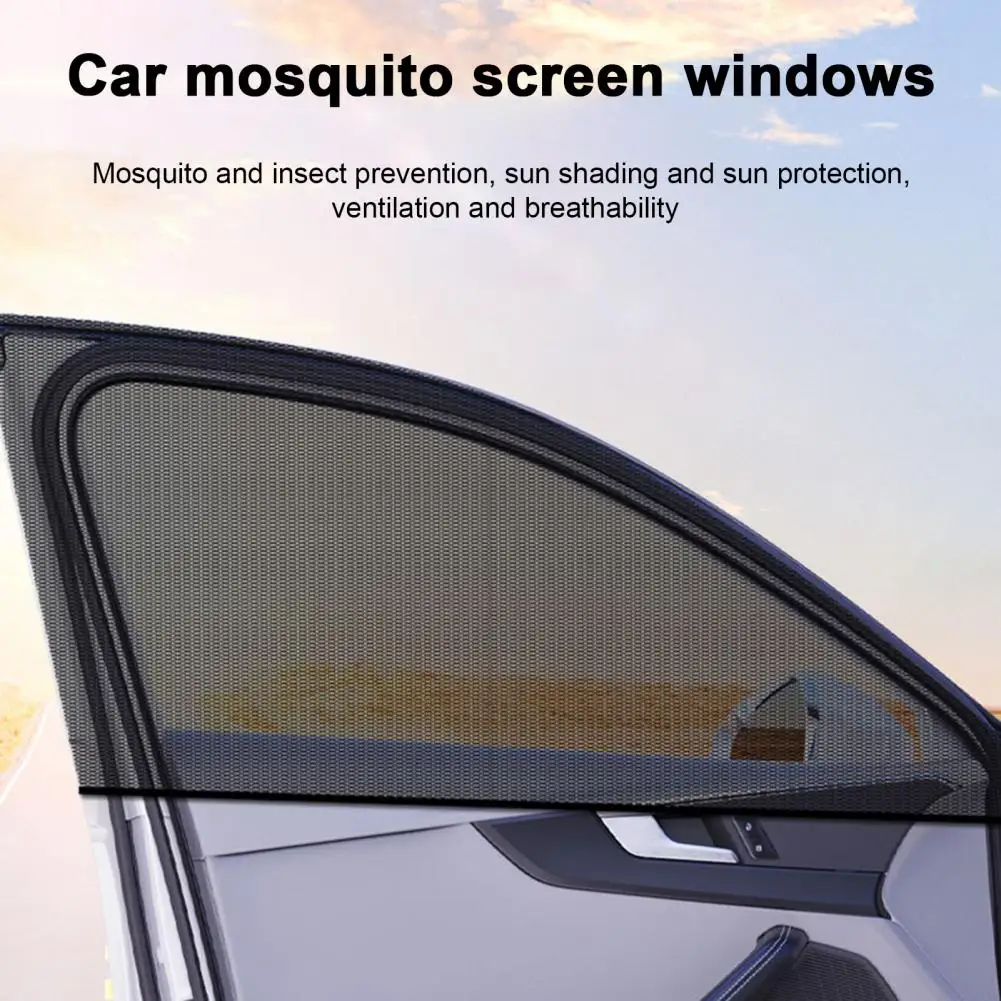 2Pcs Car Side Window Sun Shade Mesh UV-proof Sun Protection Screens Mosquito Proof Net Curtains Car Front Rear Window Sun Shades