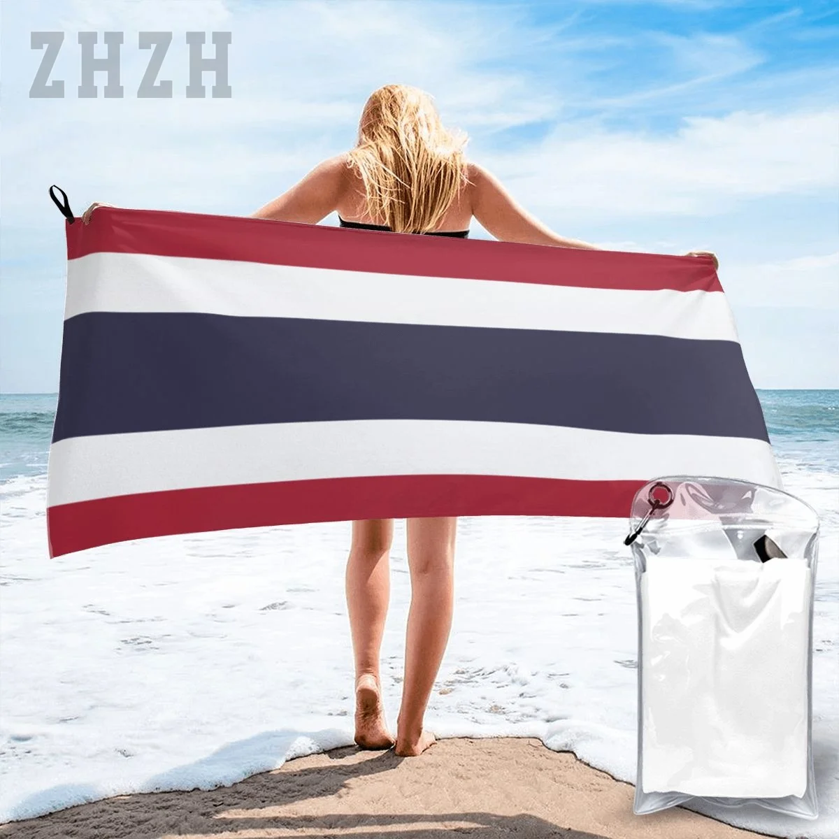 More Design Thailand Flag Emblem Bath Towel Quick dry Microfiber Absorbing Soft Water Breathable Beach Swimming Bathroom
