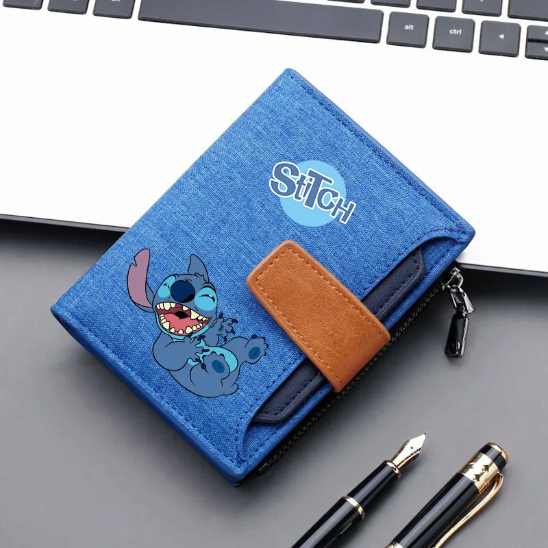 Disney Stitch Short Wallet Cartoon Large Capacity Multi-card Slot Coin Purse Mini Clutch Multifunction Portable ID Card Holders