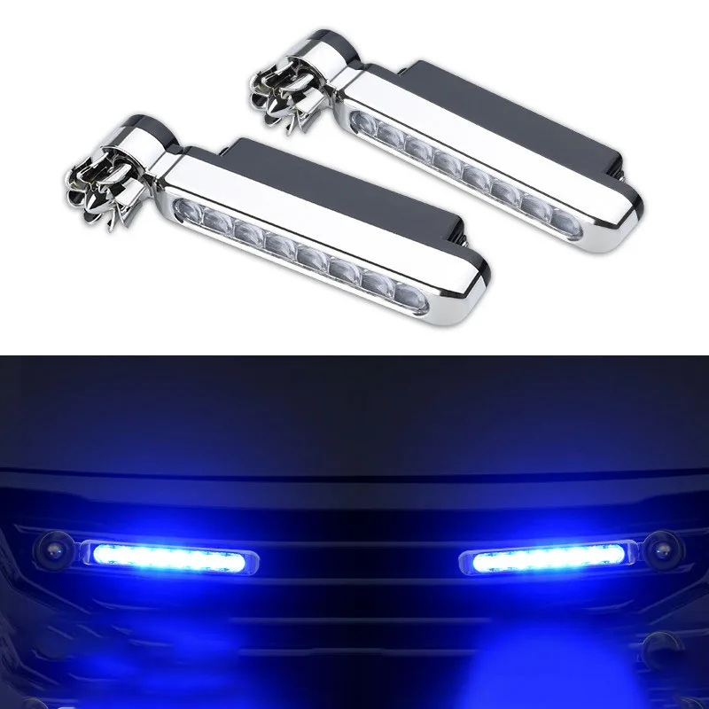 

4pcs Wind Powered Car LED DayTime Running Light Auxiliary Lighting Rotation Fan Lamp Automobile Day Time Headlight Decorative