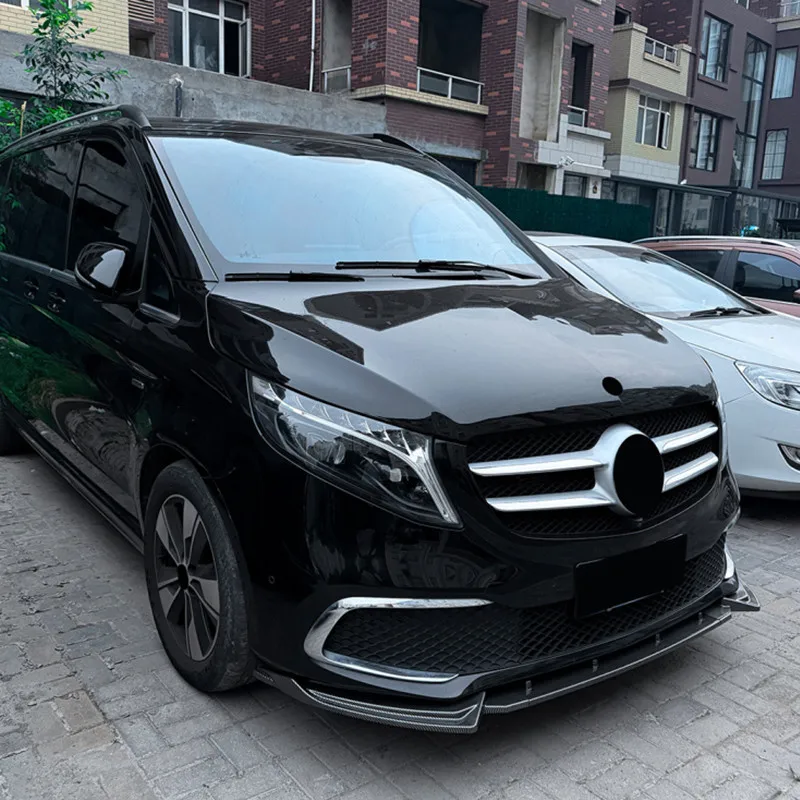 For Benz V-Class W447 V260 Standard Edition 2019-2023 Car Front Bumper Lip Chin Spoiler Protector Guard Exterior Accessories
