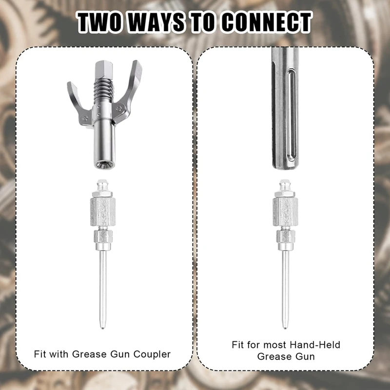 Professional 4 Piece 90 Degree Grease Needle Set, Featuring 1 Nozzle, Dispenser, And 2 Cap Injectors