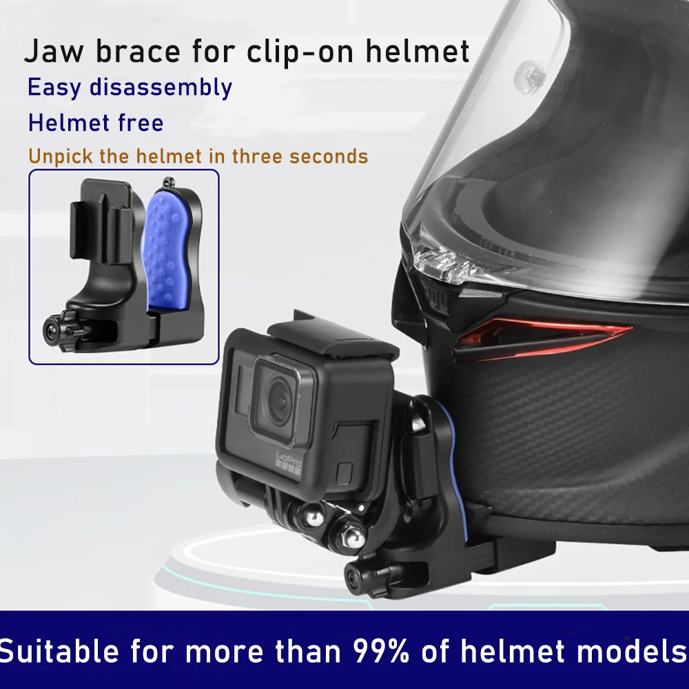 Clip-on Three-Second Detachable Motorcycle Helmet Chin Phone Stand GoPro Insta360 Action Camera Riding Camera Mounting Accessory