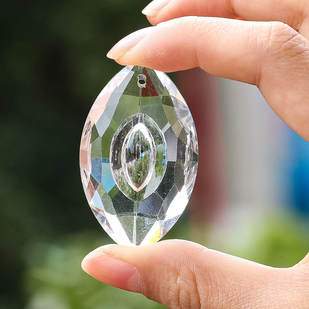 5cm Transparent Eye Shape Glass Prism Clear Shinning Crystal Pendants Sunlight Collector Daylighting Garden Courtyard Decoration