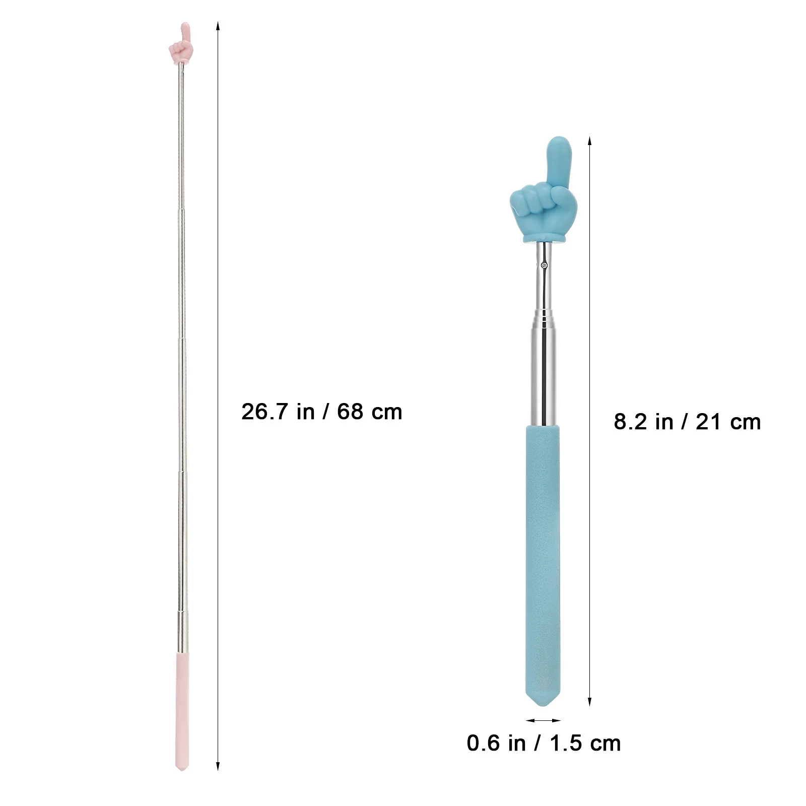 5 Stück ausziehbare Lehrer-Pointer-Sticks, leichter Finger-Vorlesungs-Pointer, Klassenzimmer-Unterricht, unverzichtbarer Kunststoff, Stahl