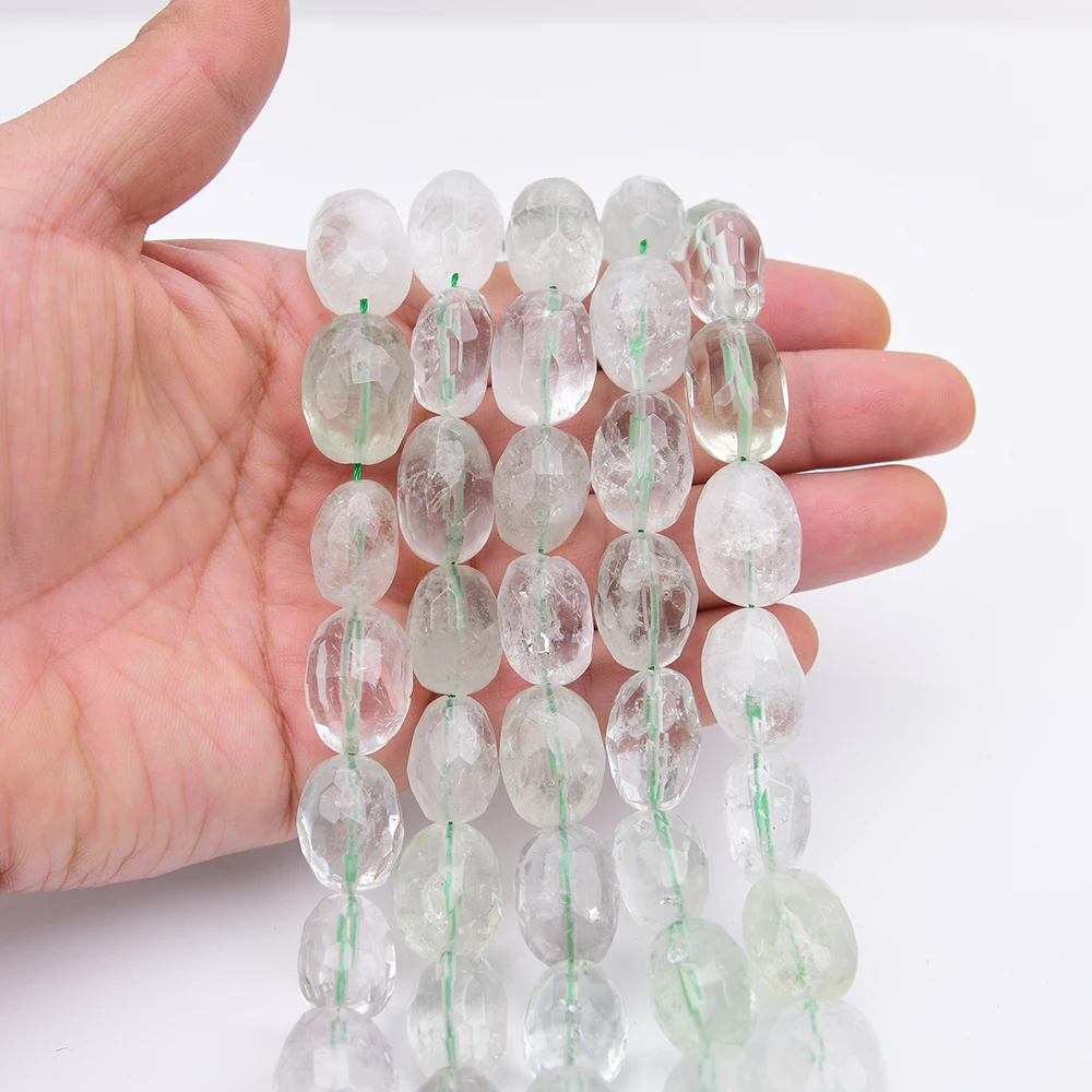 APDGG Natural Green Quartz Cuttings Crystal Nugget Loose Beads 15.5