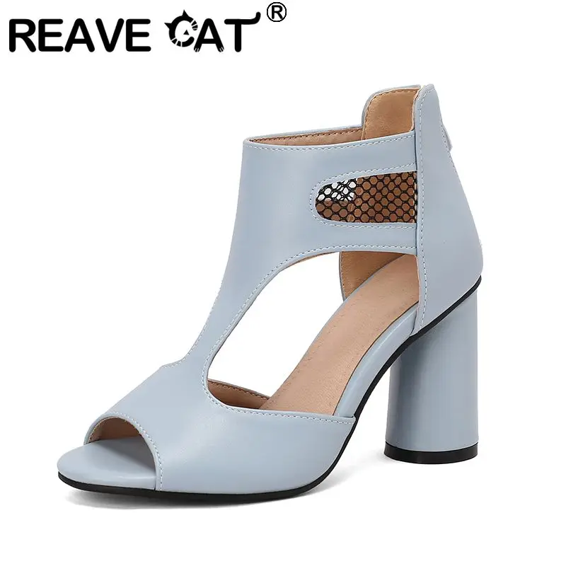 

REAVE CAT 2026 летние модные женские сандалии с открытым носком, круглые туфли на высоком каблуке 9 см, размер 46, 47, 48, элегантная женская обувь для свиданий