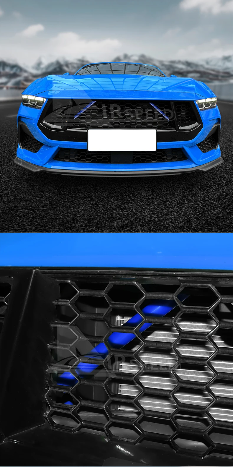 1 paar Auto Kühlergrill Trim Streifen Für Ford Mustang GT Dark Horse EcoBoost 2024 2025 Wrap Sport Styling Dekoration zubehör – Detail 9