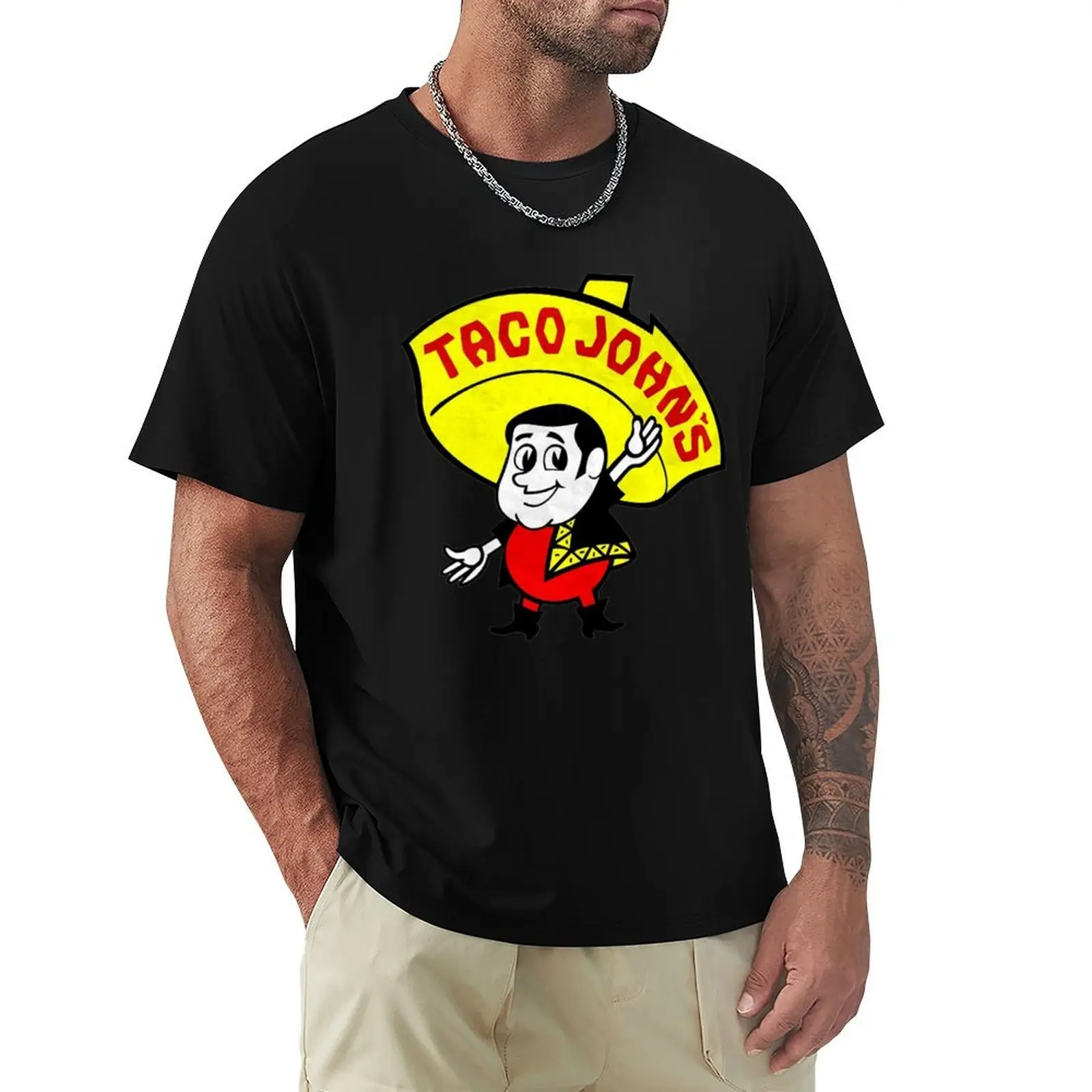 

Vintage Defunct 60s Taco John's Mexican Food Restaurant Mascot Character T-Shirt graphics clothes tshirts for men