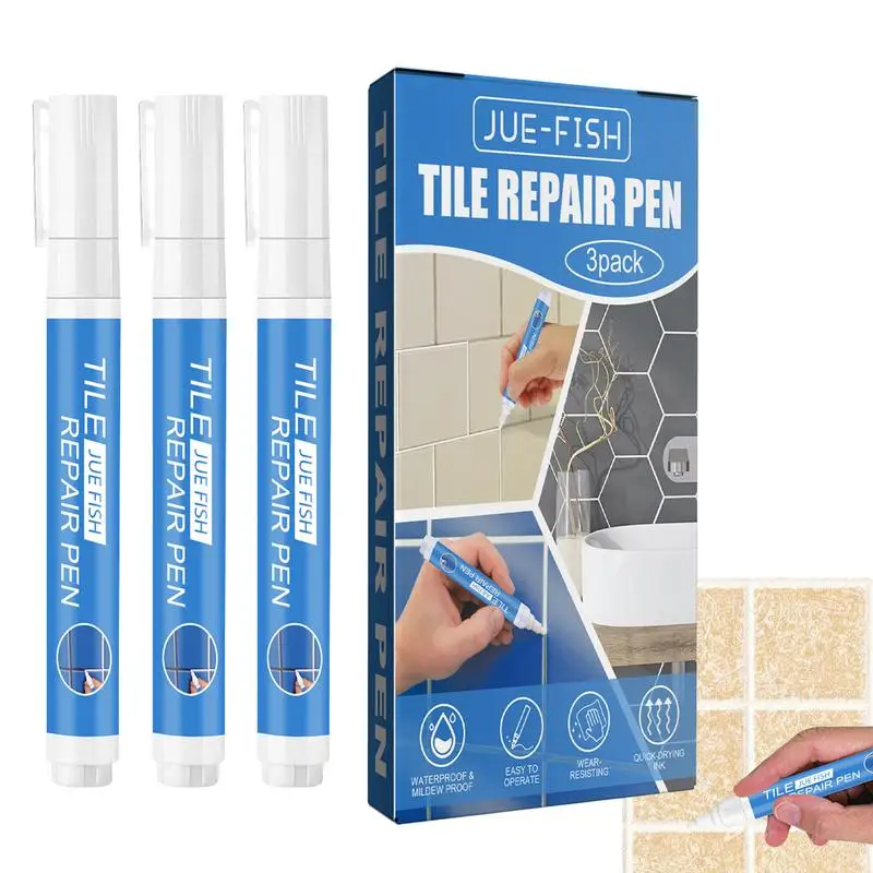 Grout Pen White Tile Paint Marker Waterproof Grout Filler Pen 3pcs Mildew-proof Grout Repair Pen for Restoring Tile Wall Floor