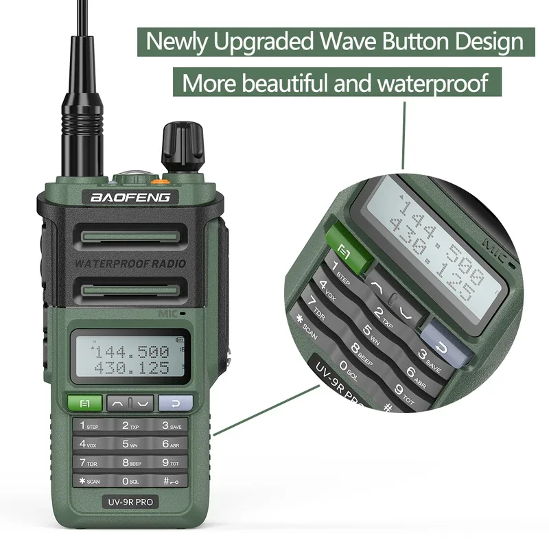 Baofeng UV-9R Pro V2 V1 Walperforated Talkie IP68 Étanche touristes Bande Type-C Longue Portée Mise à Niveau Leic-power Ham CB Radio Bidirectionnelle R