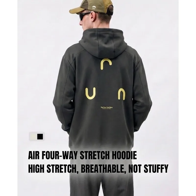 Men's 4-Way Stretch Hoodie – High Elasticity & Breathable Outdoor Sports Pullover Sweatshirt Spring Autumn Casual Jacket
