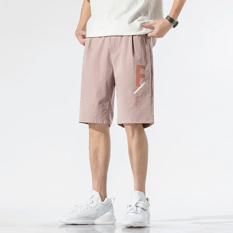 

Шорты мужские летние тонкие верхние брюки из ледяного шелка повседневные спортивные свободные универсальные брюки с пятью точками мужские