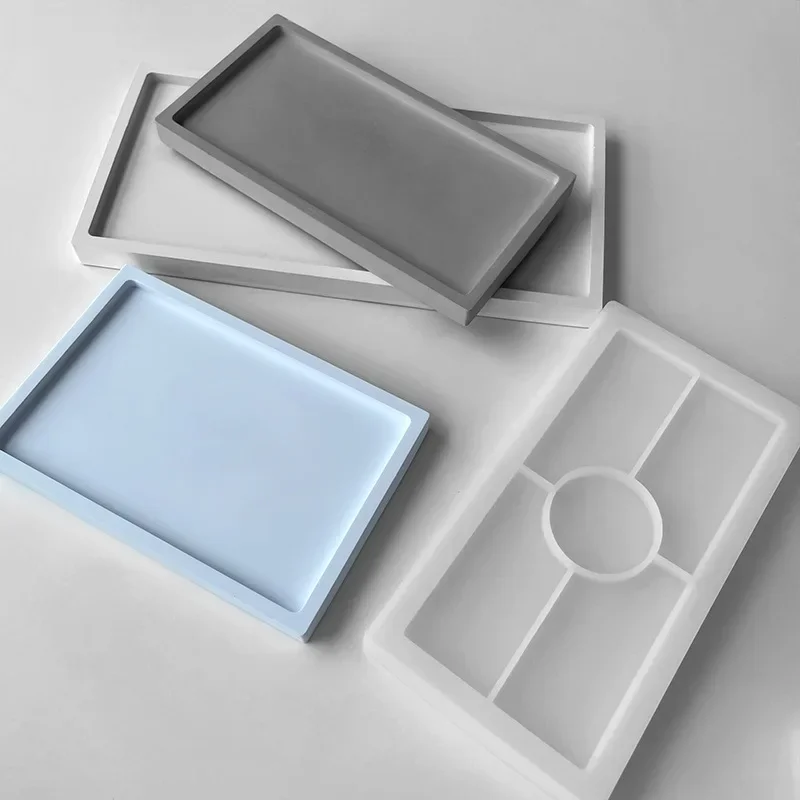 Rectangle Shape Silicone Molds DIY Handmade Epoxy Resin Concrete Plaster Fruit Dessert Storage Tray Molds Ceramic Clay Casting