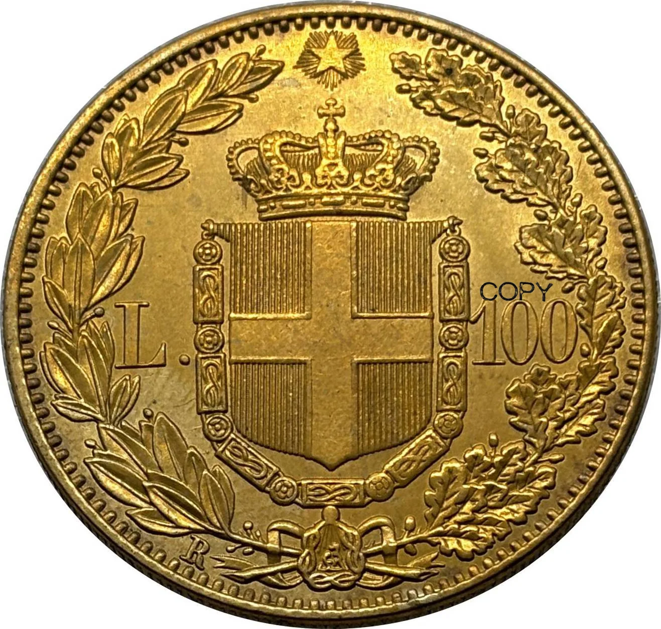 Italy 1888 100 Lire Umberto I Gold Brass Metal Copy Commemorative Coin WW2 Moneda  Collectible Coins