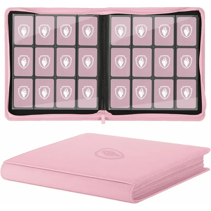 Trading Card Binder 12 vakjes, ritssluiting, kaartenalbum voor 480 kaarten, premium lederen kaartenmap voor TCG/Game/Sportkaarten