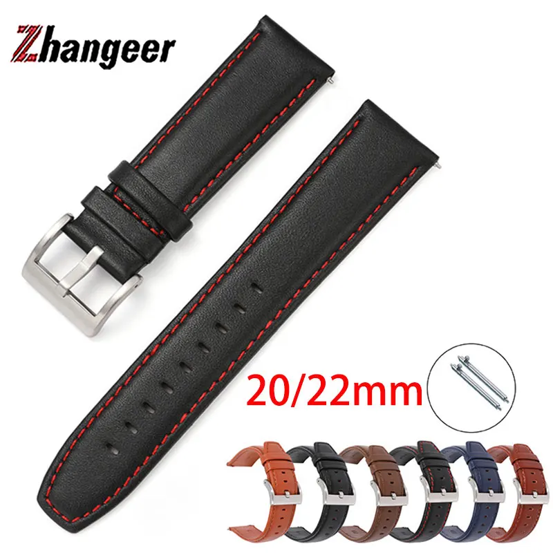 

Calfskin Leather Watchband For Samsung Watch For Huawei Watch gt3 pro Strap Quick Release 20mm 22mm Universal Wrist Band Belt