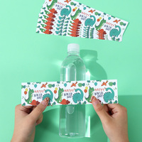 10/24pcs Cartoon Dinosaur Theme Party Bottle Stickers Happy Dino Jungle Birthday Party Decoration Kids Birthday Party Supplies
