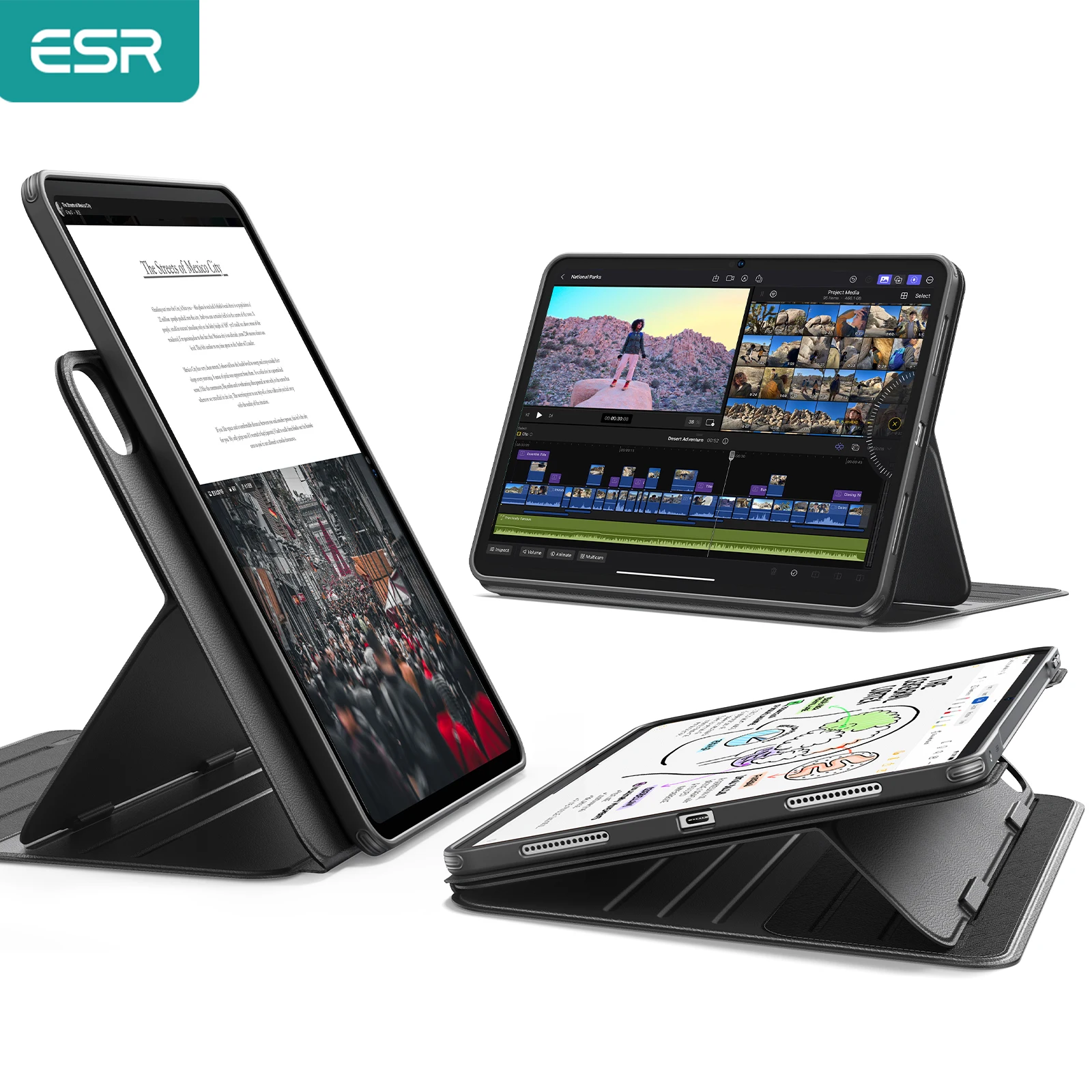 

ESR for iPad Pro 13 Inch Case (M5/M4) Rotating Case with Removable Magnetic Cover Shift Series for iPad Pro 11 2024/2025