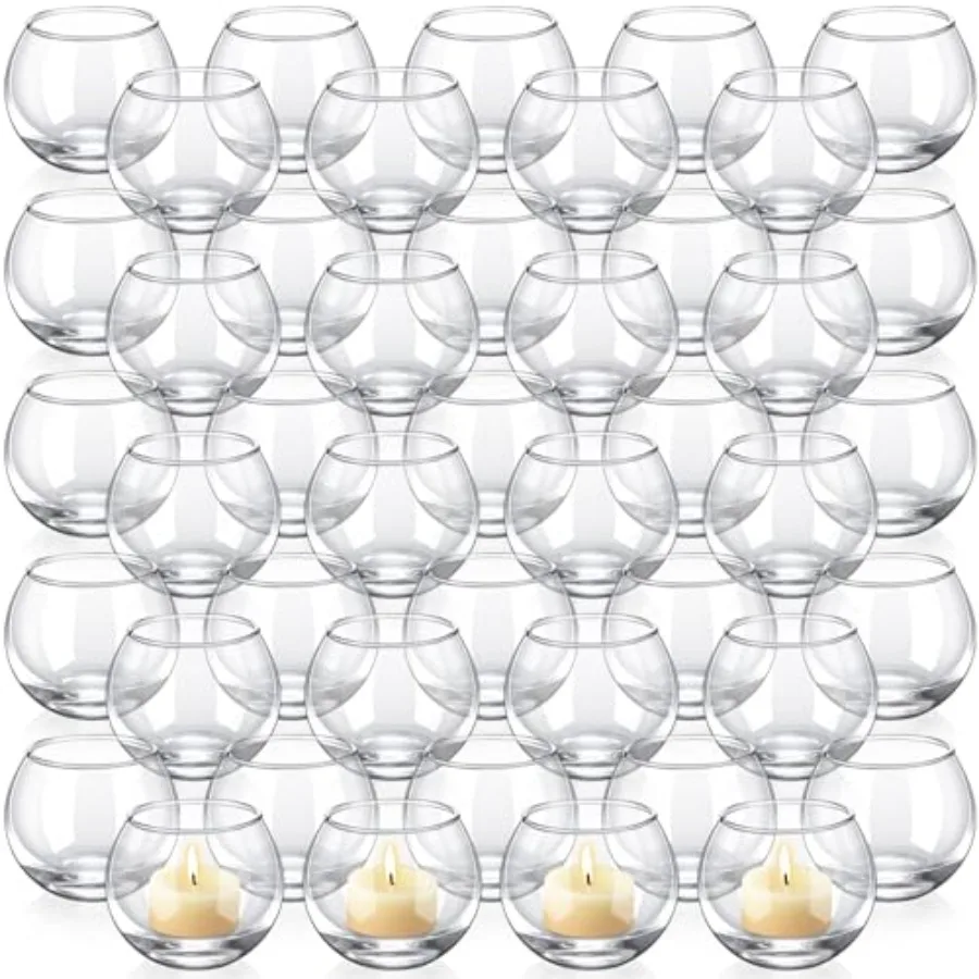 

Набор из 48 прозрачных стеклянных подсвечников для чайных свечей, оптом, для свадебного декора стола, вазы для свадебных торжеств