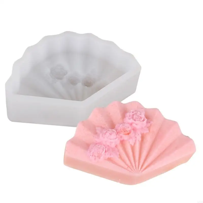 4X7B Durable Silicone Molds With Intricate Fan Designs For Portable Cake Baking Use