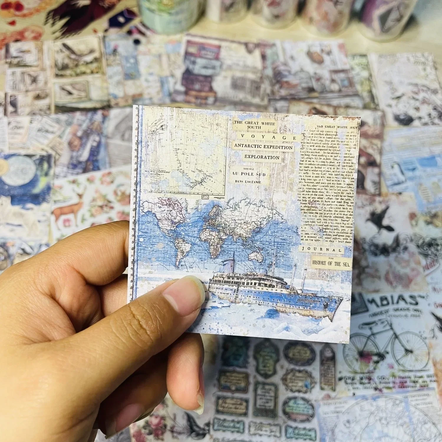 【 100 non repeating 】 Retro notebook material paper, non sticky background paper, Instagram style sticky notes, 50 base papers