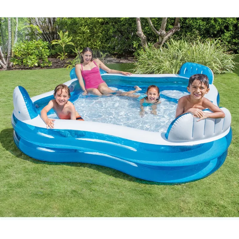 Inflatable Pool Family Tub Lounge Seat Kids Adults Bathing Portable Bath Pool Set Outdoor Water Play Pool Inflatable Pool Family