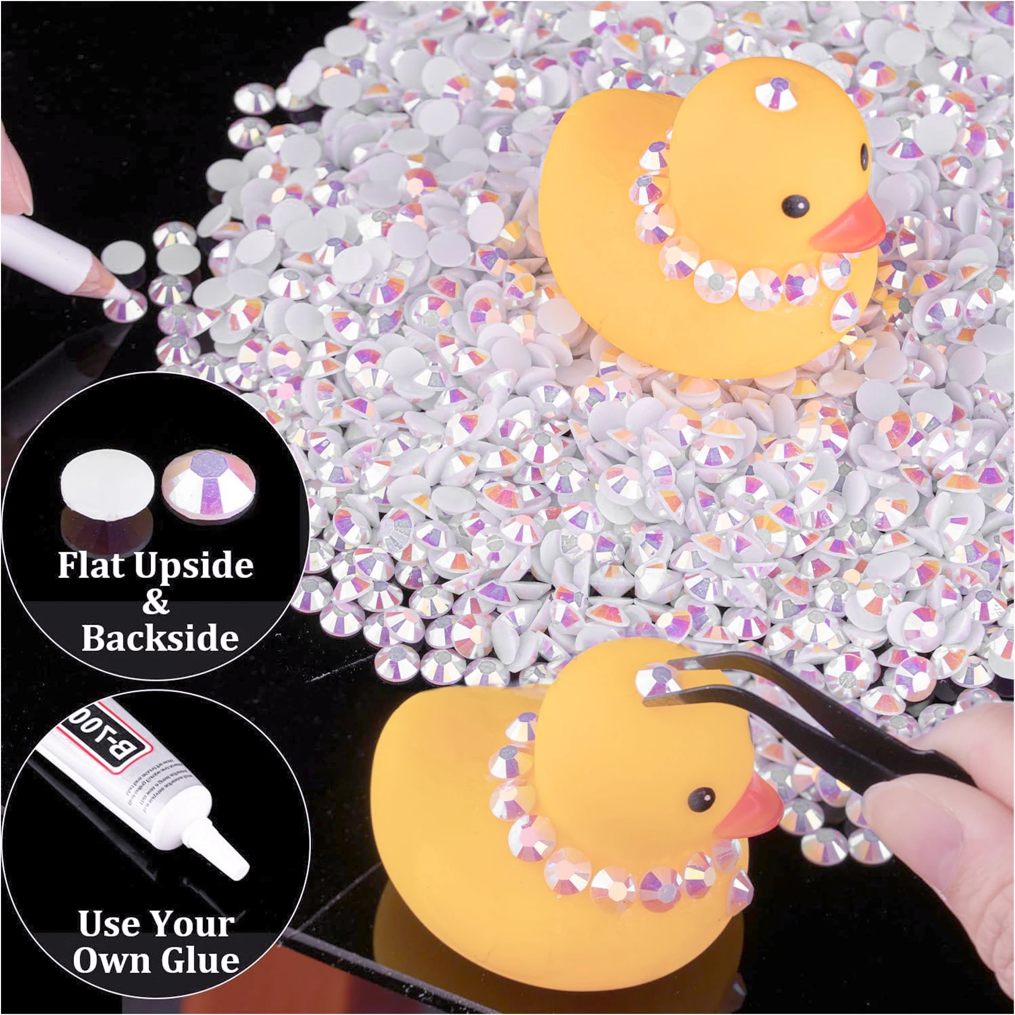 Weiße AB Flatback Resin Jelly Strass-Steine 2mm 3mm 4mm 5mm 6mm – Kunstperlen für Bastelarbeiten, DIY, Nagelkunst und Charms-Zubehör – Detail 4