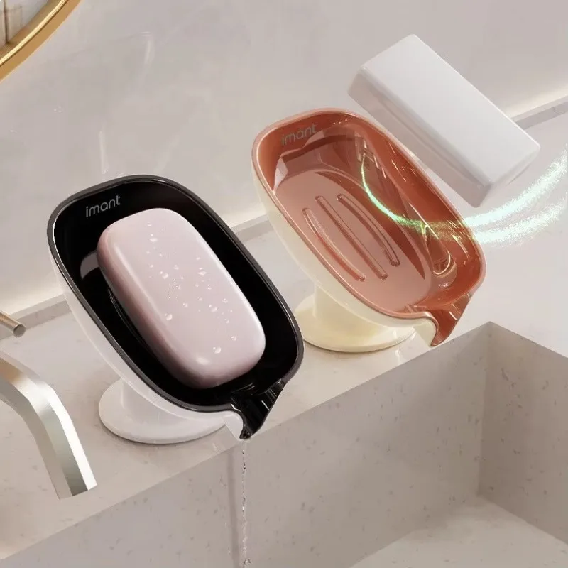 Soap Box Drain Free Punching Household Light Luxury Suction Cup SoapBox Toilet Countertop Soap Rack Bathroom Shelf