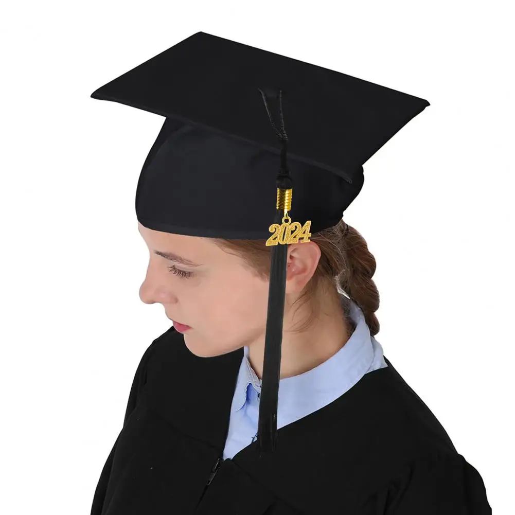 Conjunto de Bata de graduación Unisex, gorro con cremallera frontal, borla suelta, 2024