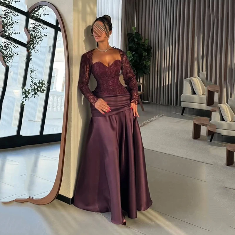 

Thinyfull 2026 A-Line Prom Evening Dresses Saudi Arabia Sweetheart Lace Party Dress Long Sleeves Cocktail Prom Gowns Customized