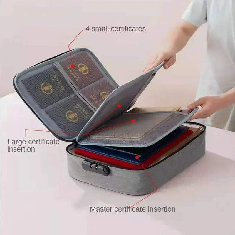 With Password Lock Multifunctional Briefcase Office Document Storage Bag Business Trip Card Passport Organizer Travel Accessory