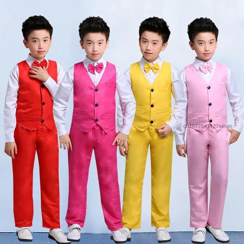 Jazz-Tanzkostüm für Jungen, 3-teiliges Set, bestehend aus Weste, Hemd und Hose aus Polyester, für Kinder von 4 bis 16 Jahren, geeignet für Bühnenauftritte und Chorveranstaltungen. – Detail 4