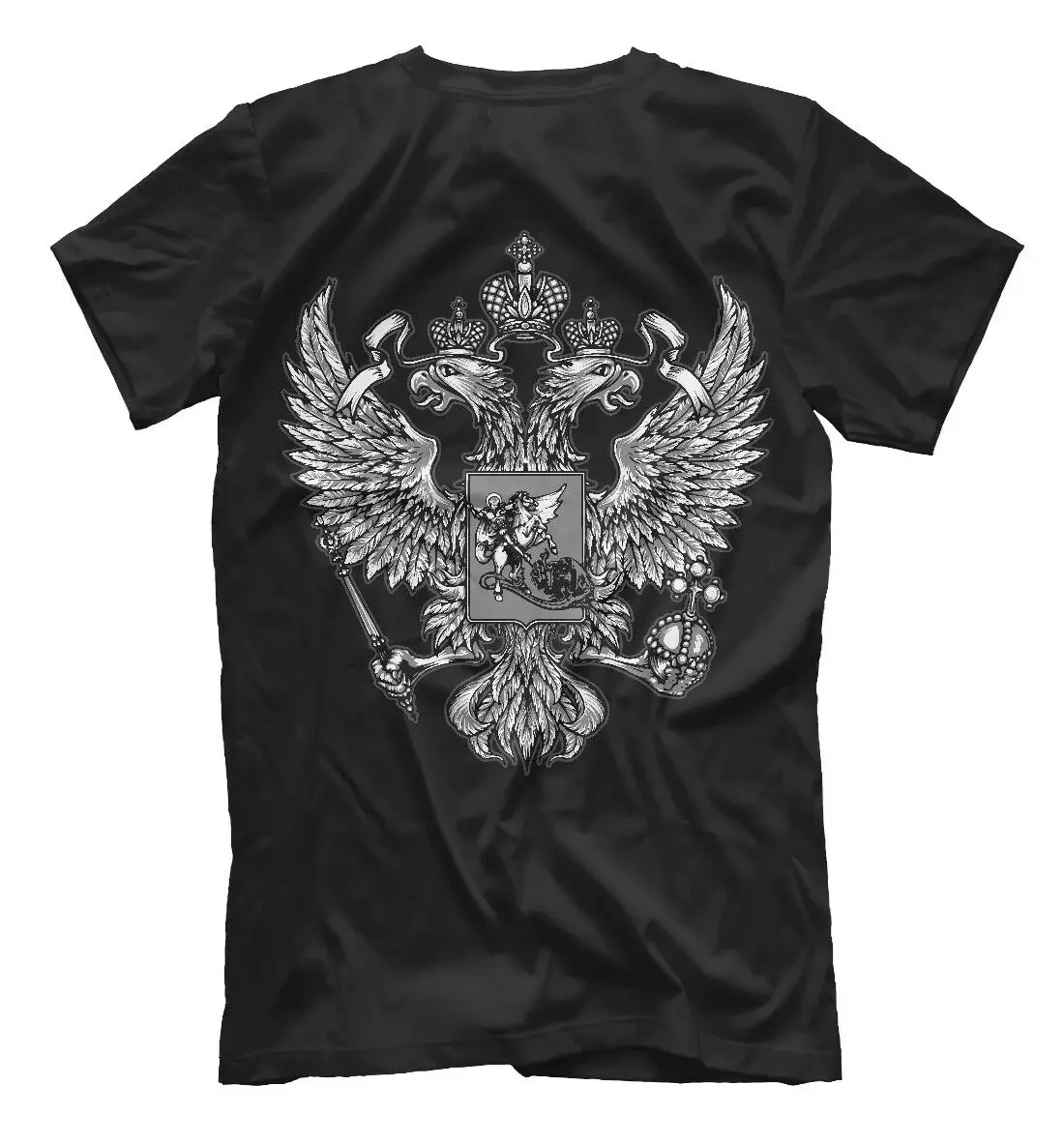 Russian Coat of Arms T-Shirt Summer Cotton O-Neck Short-Sleeved Shirt