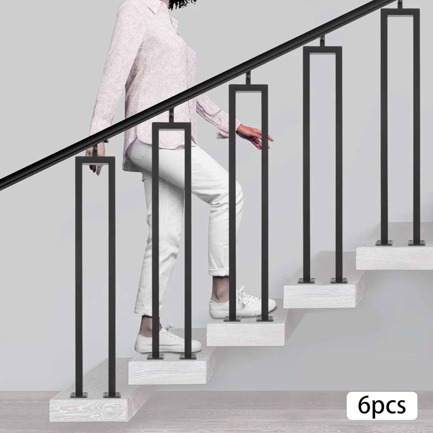 6Pcs U Shape Stair Balusters, 36'' Stair Handrails U Shaped Hand Rails Metal Staircase Handrail Railing Baluster for Stairs Hand