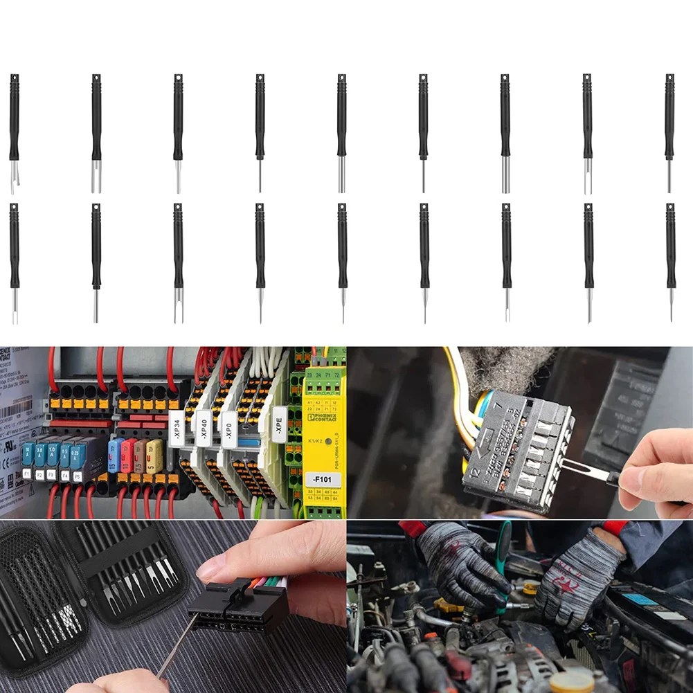 Kit de extracción de terminales de coche, herramientas de inspección de reparación, desmontaje de crimpado de cables eléctricos, 18 piezas