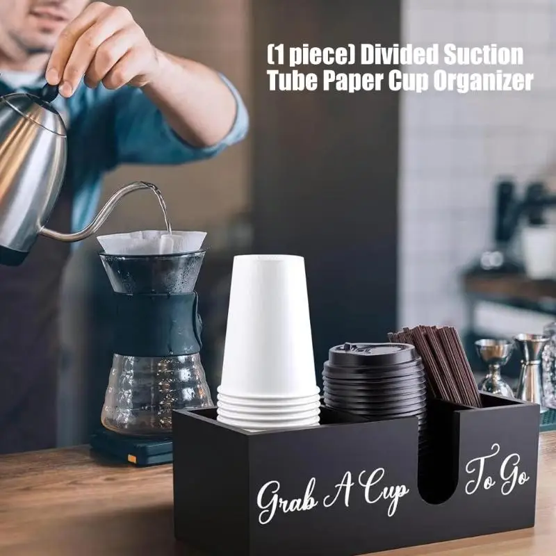 

QX2E Compact Wooden Holder For Travel Mugs Stirrers And Creamers Home Or Office Use