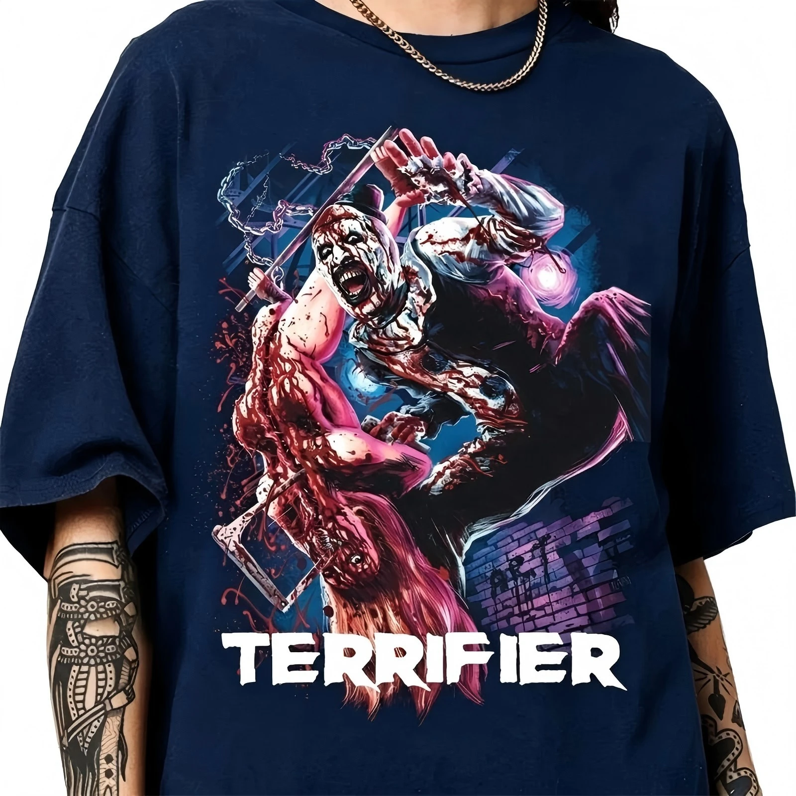 Terrifier Horror Clown Graphic T Shirt, Scary Movie Fan Apparel, Retro Poster Print Top, Unisex Casual Wear, Horror Gift