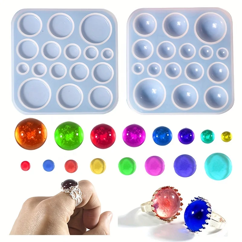 Harzformen für Ringe und Anhänger mit Edelsteinbesatz; Silikonformen; Harzformen mit Spiegelglanz; geeignet für DIY-Bastelarbeiten, Ohrringe.