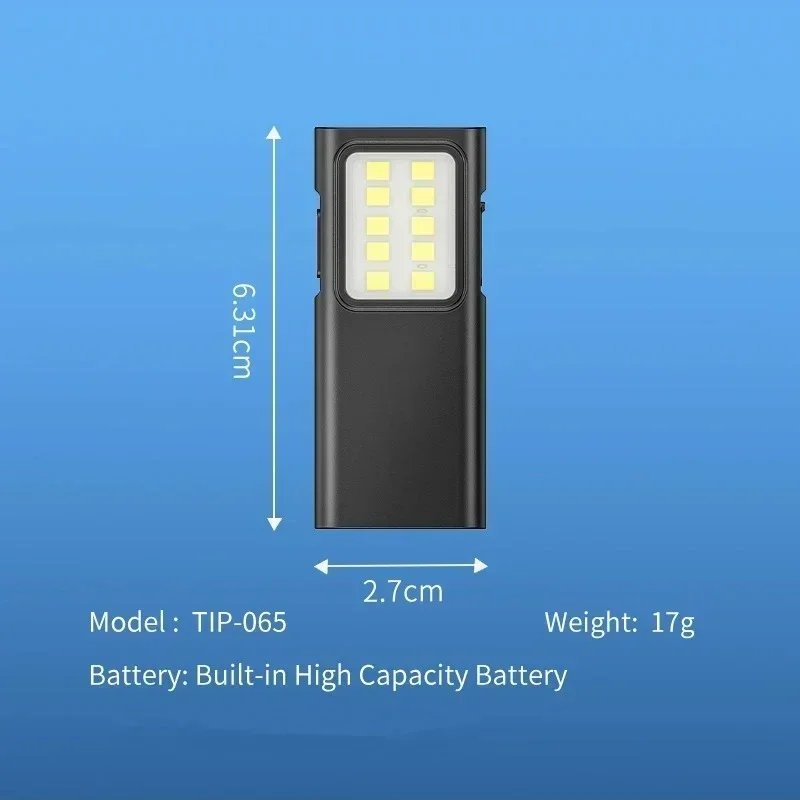 EDC Flashlight Keychain Light Super Bright With Pen Clip Mini LED Flashlight, USB Charging Port Emergency Work Camping Light