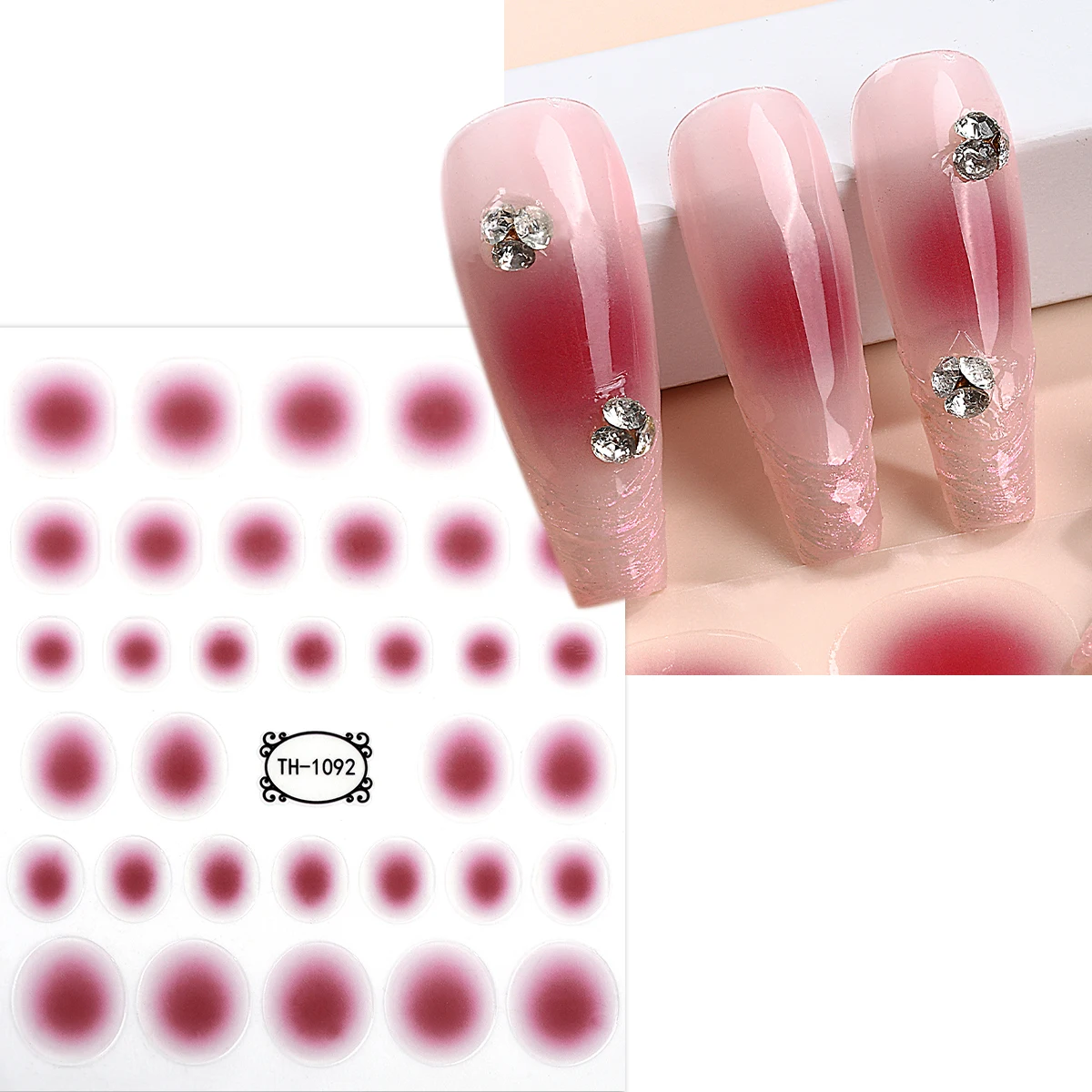 Gradient Nail Art Sticker Red Pink Purple Jelly Blush Design Nail Decal for Women and Girls Manicure Sliders Nail Decoration DIY