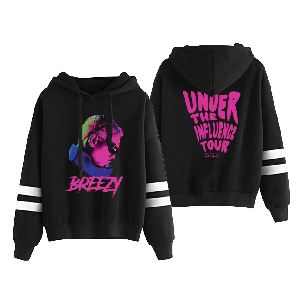 Chris Brown Under The Influence Tour 2023 Breezy Merch Unisex Pocketless Parallel Bars Sleeve Sweatshirts Women Men's Hoodie