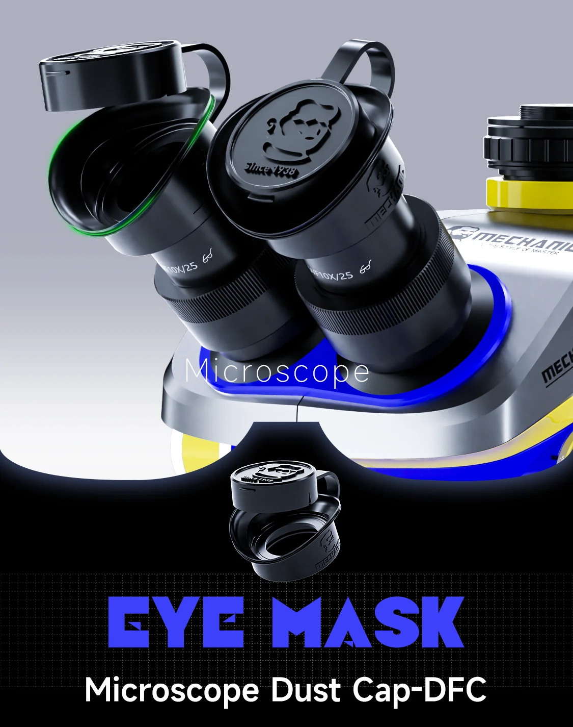 ‌ MECHANIC DFC Osłona przeciwpyłowa mikroskopu Miękka silikonowa ochrona oczu Ochrona przed kurzem Komfortowe dopasowanie zmniejsza zmęczenie oczu
