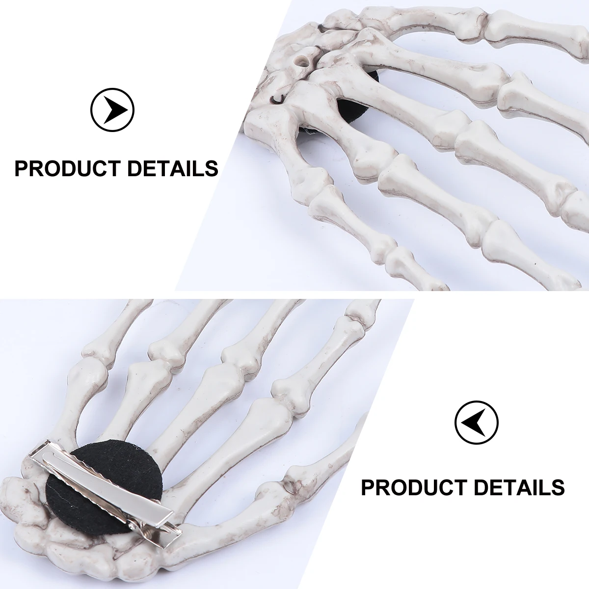 

2Pcs Bone Hair Clip Punk Skull Shape Barrettes Women Hair Clip Women Halloween Party Costume Accessories Gift Idea