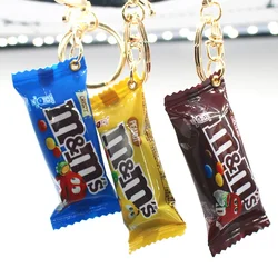 Creative Funny Simulated M Beans Chocolate Key Chain for Chocolate Lover Gifts Fashion Jewelry Accessories Christmas Xams Gifts